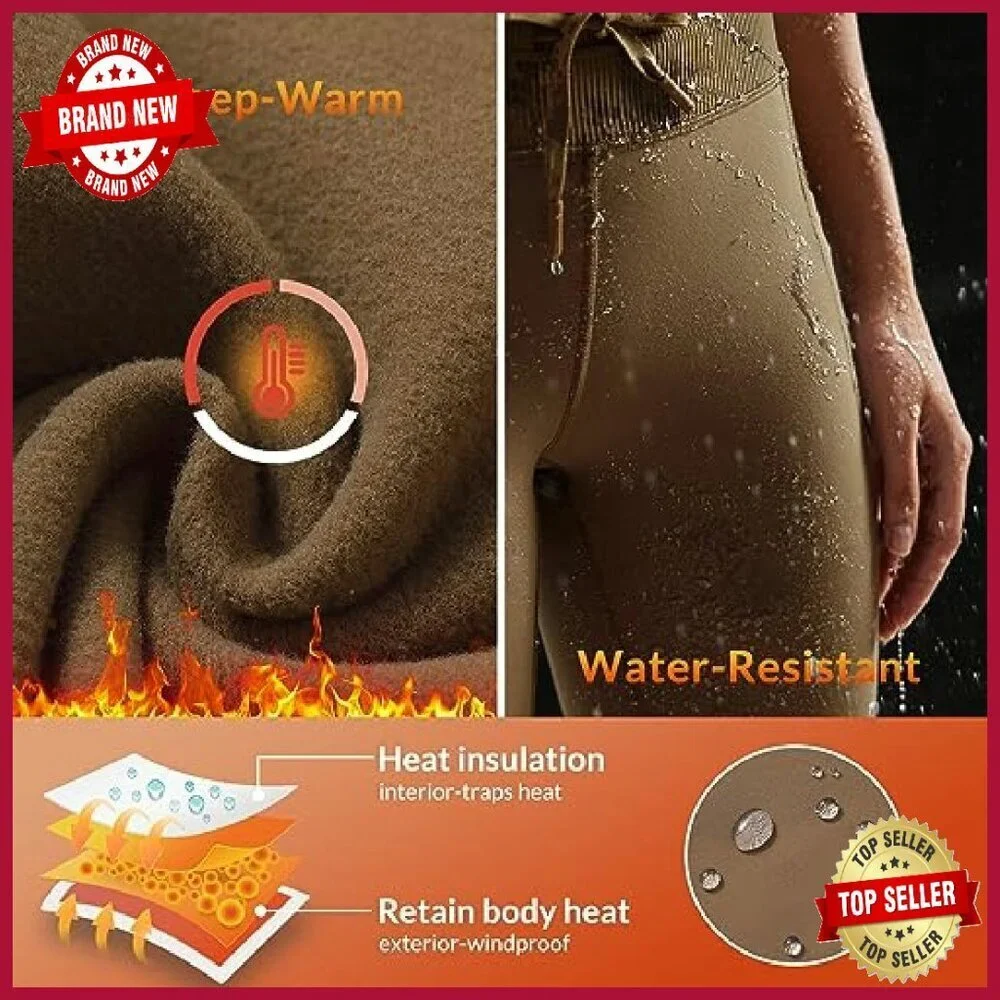 Fleece Lined Thermal Leggings High Waist Water Resistant Pockets